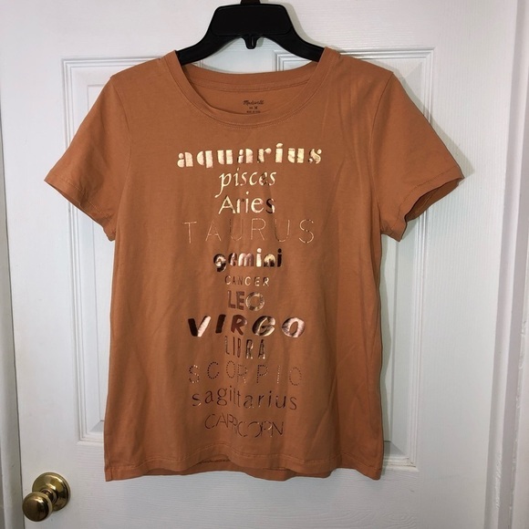 MADEWELL Rose Gold Foil Zodiac Graphic Short Sleeve T-Shirt Size M - Picture 2 of 11